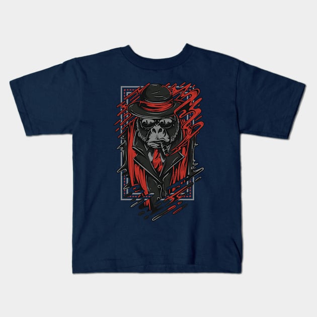 Funny gorilla gangster Kids T-Shirt by Teefold